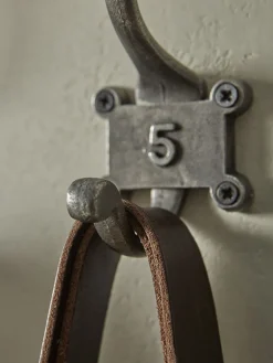 Six Numbered Coat Hooks - Antique Iron