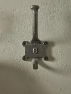 Six Numbered Coat Hooks - Antique Iron