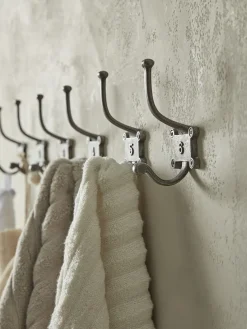 Six Numbered Coat Hooks - Antique Iron