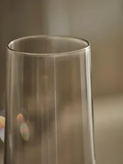Six Smoked Stemless Champagne Flutes