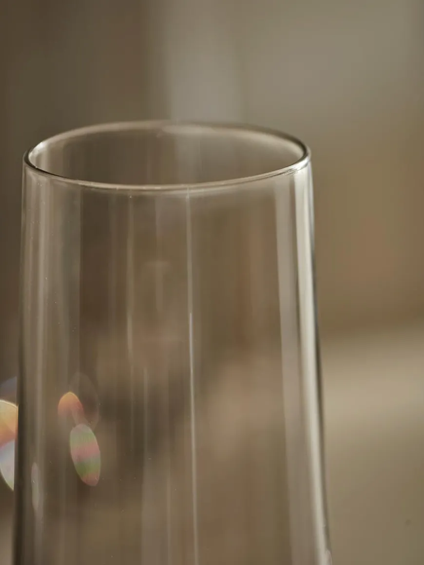 Six Smoked Stemless Champagne Flutes