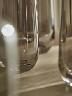 Six Smoked Stemless Champagne Flutes