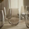Six Smoked Stemless Wine Glasses
