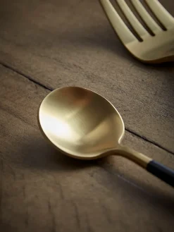 Sixteen Piece Cutlery Set - Black & Gold