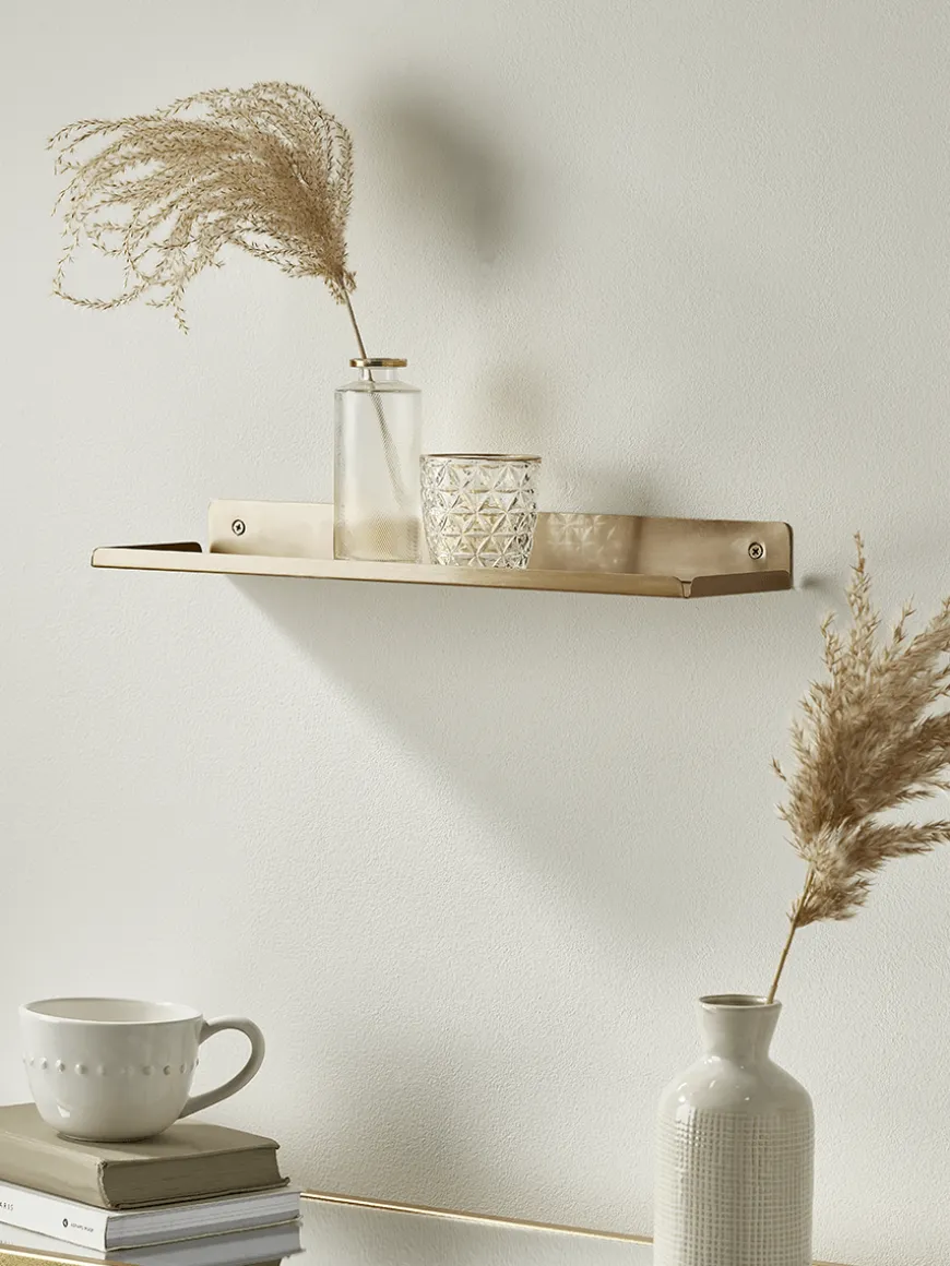 Slimline Metal Shelf - Brass