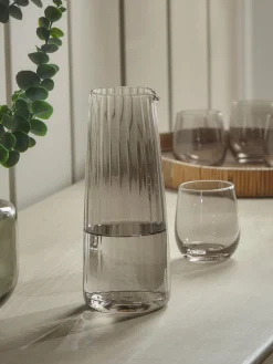 Smoked Fluted Glass Carafe