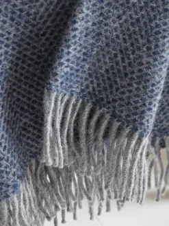 Soft Wool Large Throw - Blue & Grey