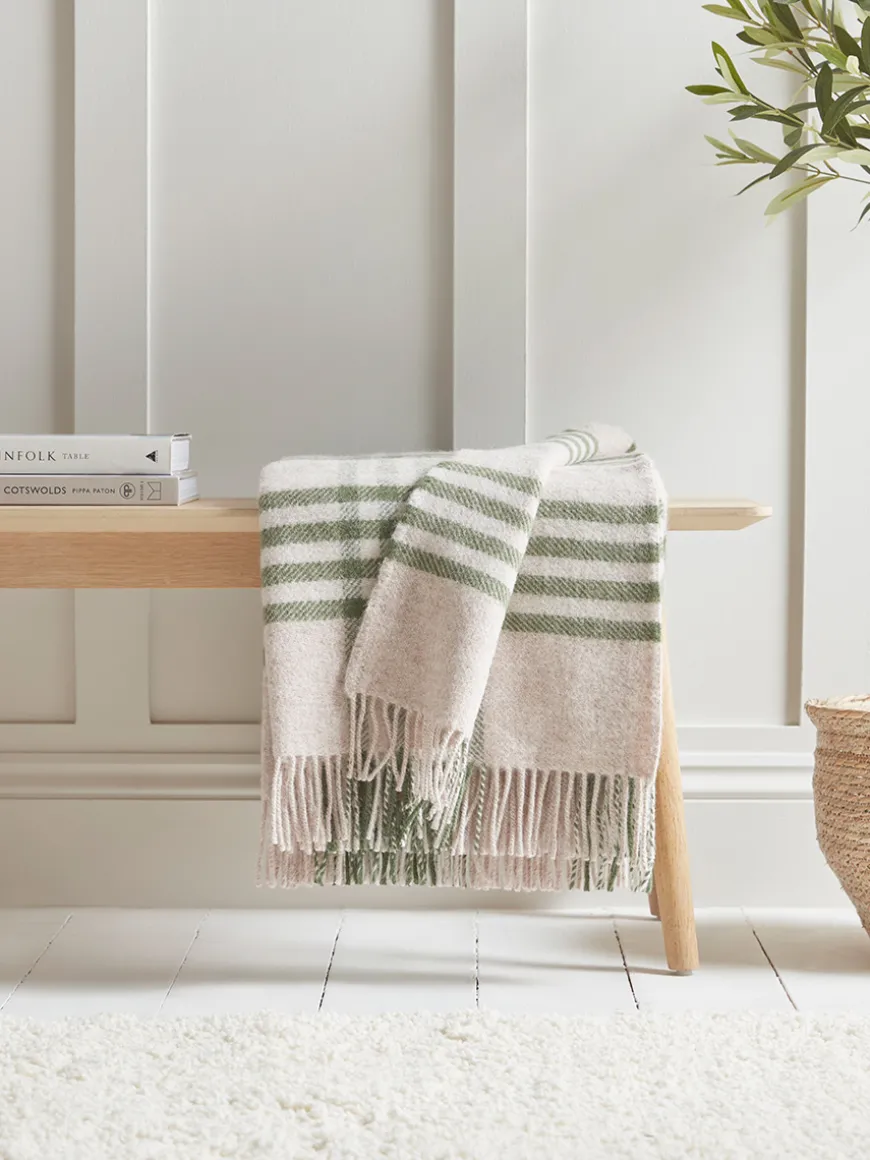 Soft Wool Large Throw - Olive Checked