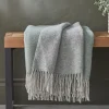 Soft Wool Reversible Throw - Sage & Grey