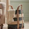 Striped Jute Storage Bag