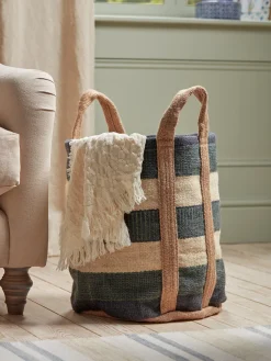 Striped Jute Storage Bag