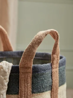Striped Jute Storage Bag