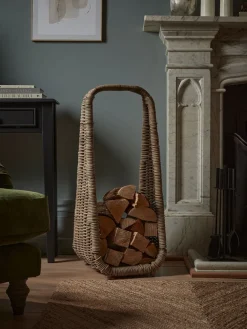 Tall Rattan Log Holder