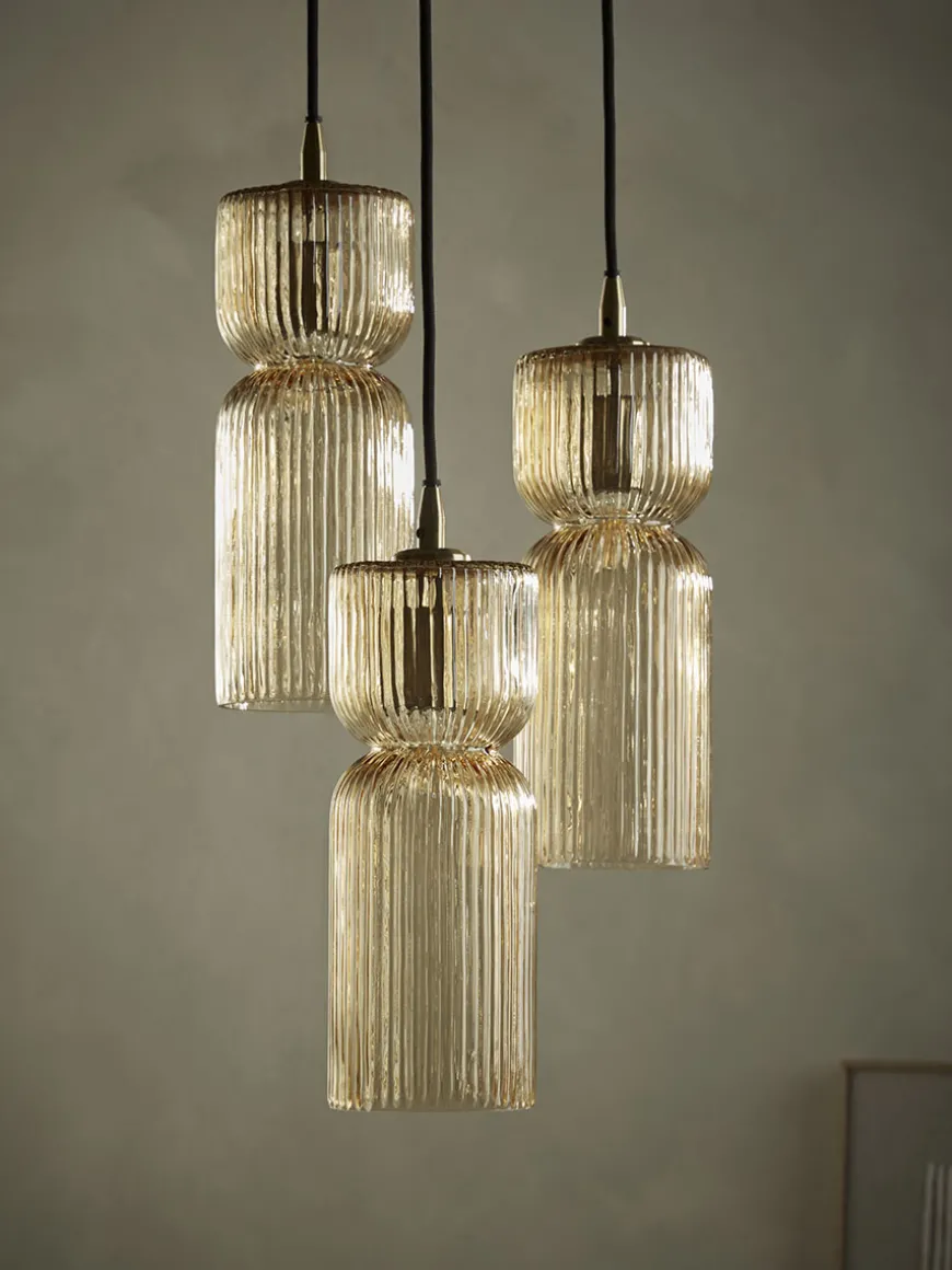 Three Ariane Glass Pendants - Amber