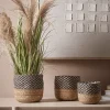 Three Black & Natural Seagrass Planters