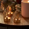 Three Brass House Tealight Holders