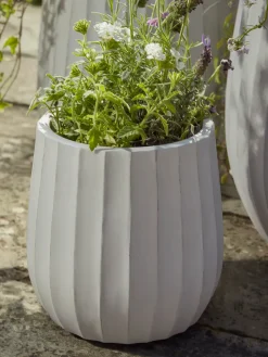 Three Dove Grey Fluted Planters - Large