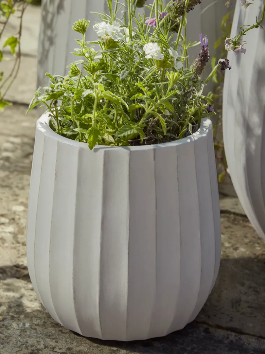 Three Dove Grey Fluted Planters - Large