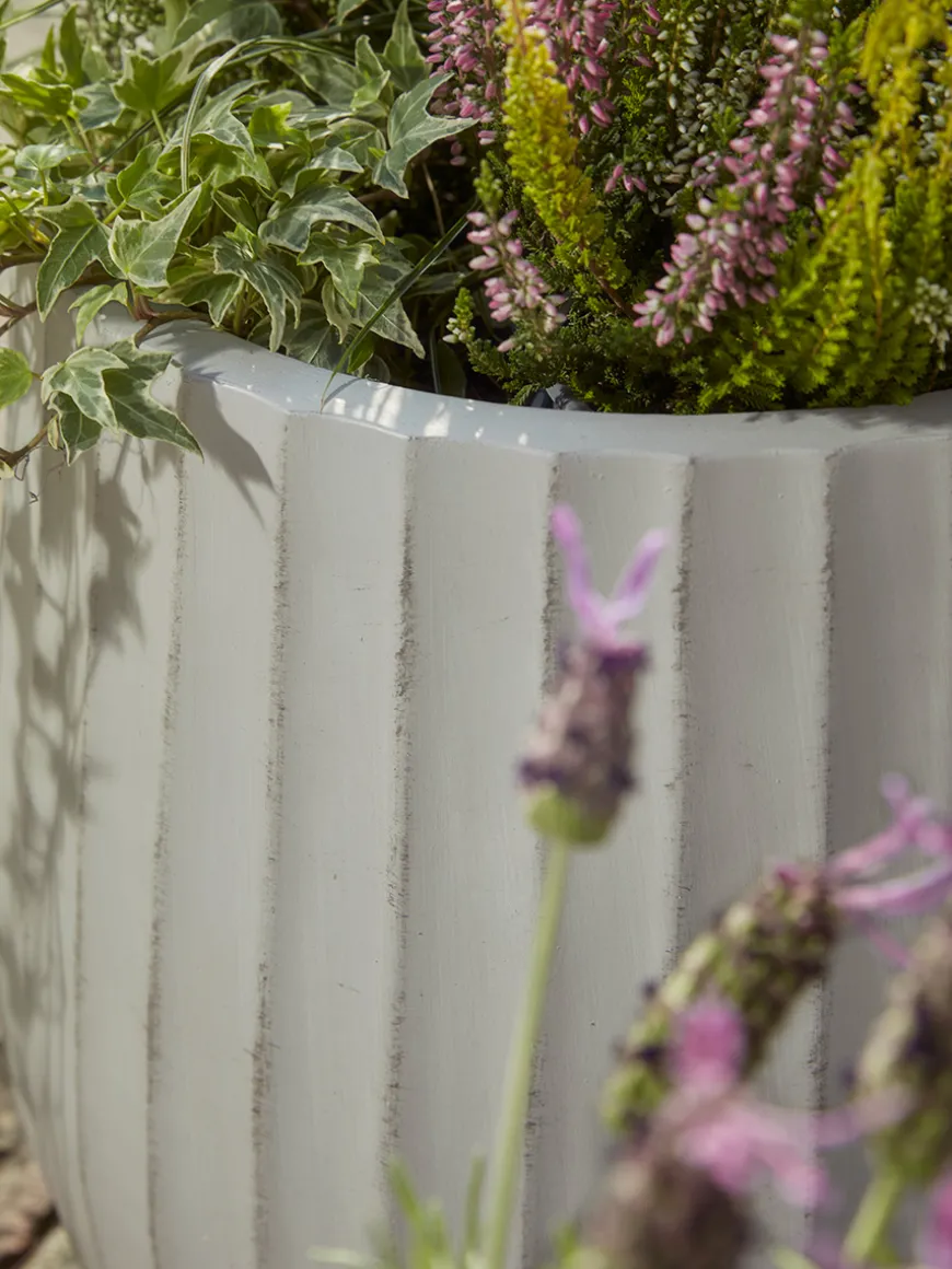 Three Dove Grey Fluted Planters - Large