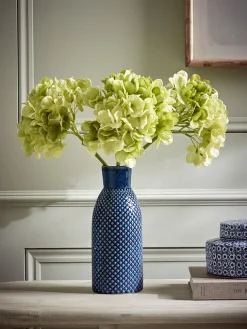 Three Faux Hydrangea Stems - Green