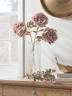 Three Faux Peony Stems - Blush