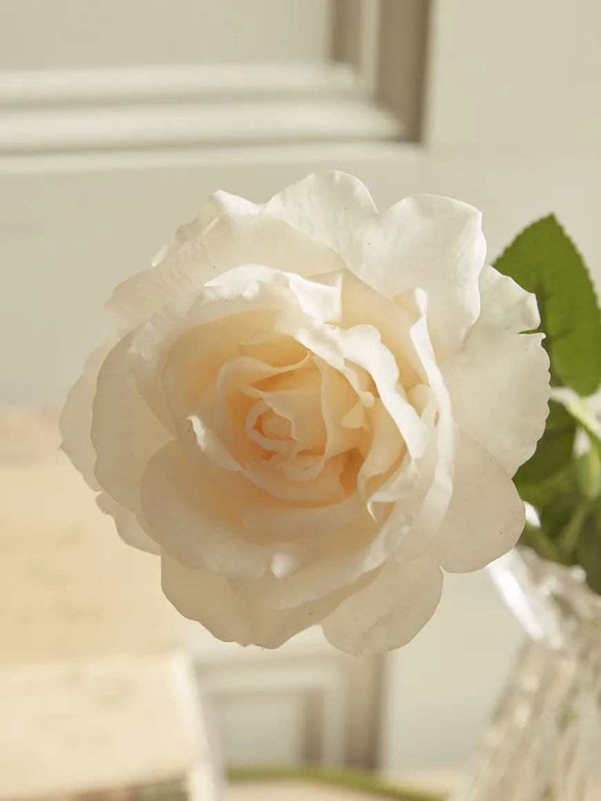 Three Faux Rose Stems - Soft Peach