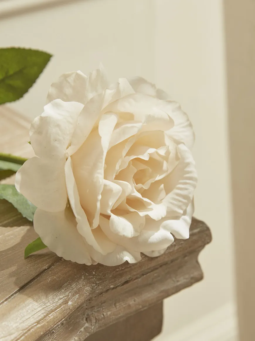 Three Faux Rose Stems - Soft Peach
