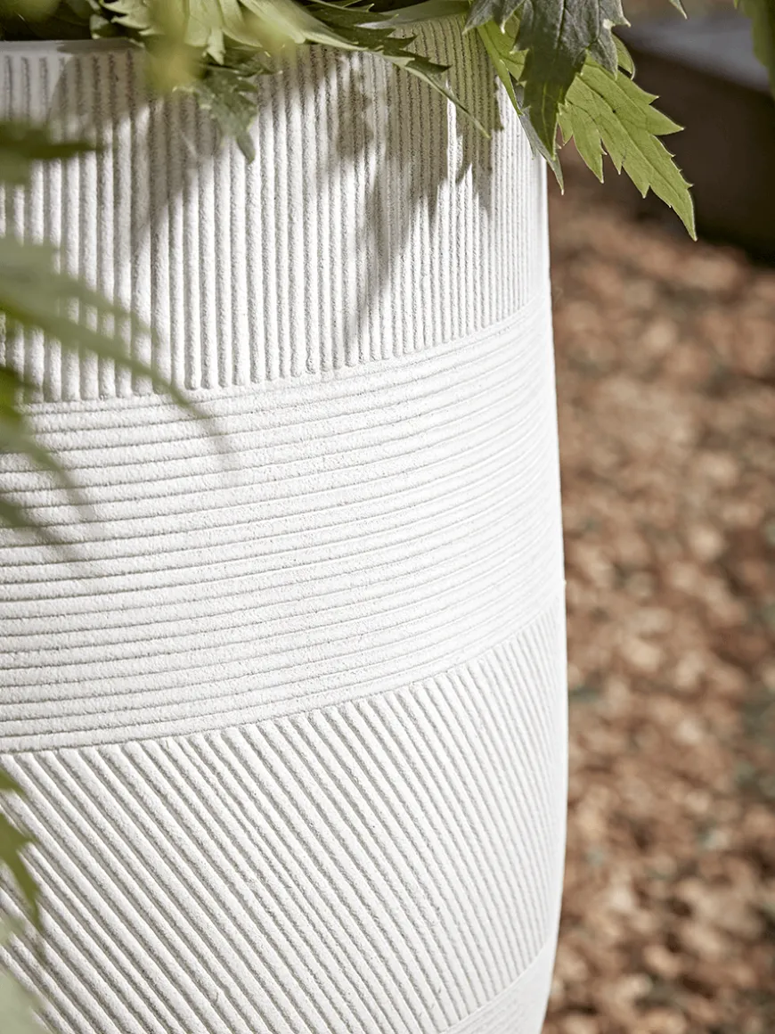 Three Geometric Etched Planters - Light Grey