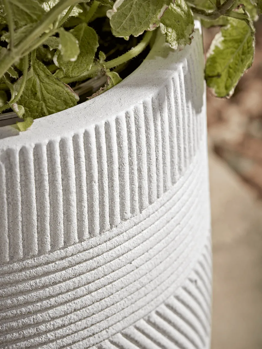 Three Geometric Etched Planters - Light Grey