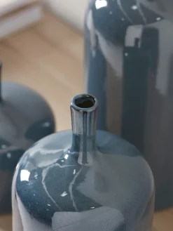 Three Glazed Vases - Blue