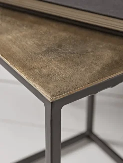 Three Gold Textured Nesting Tables - Square