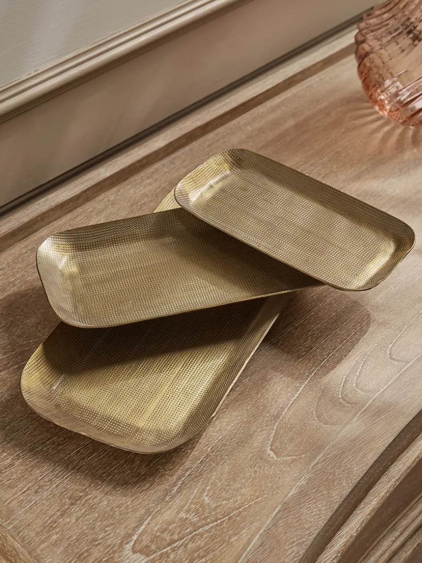 Three Golden Textured Trays