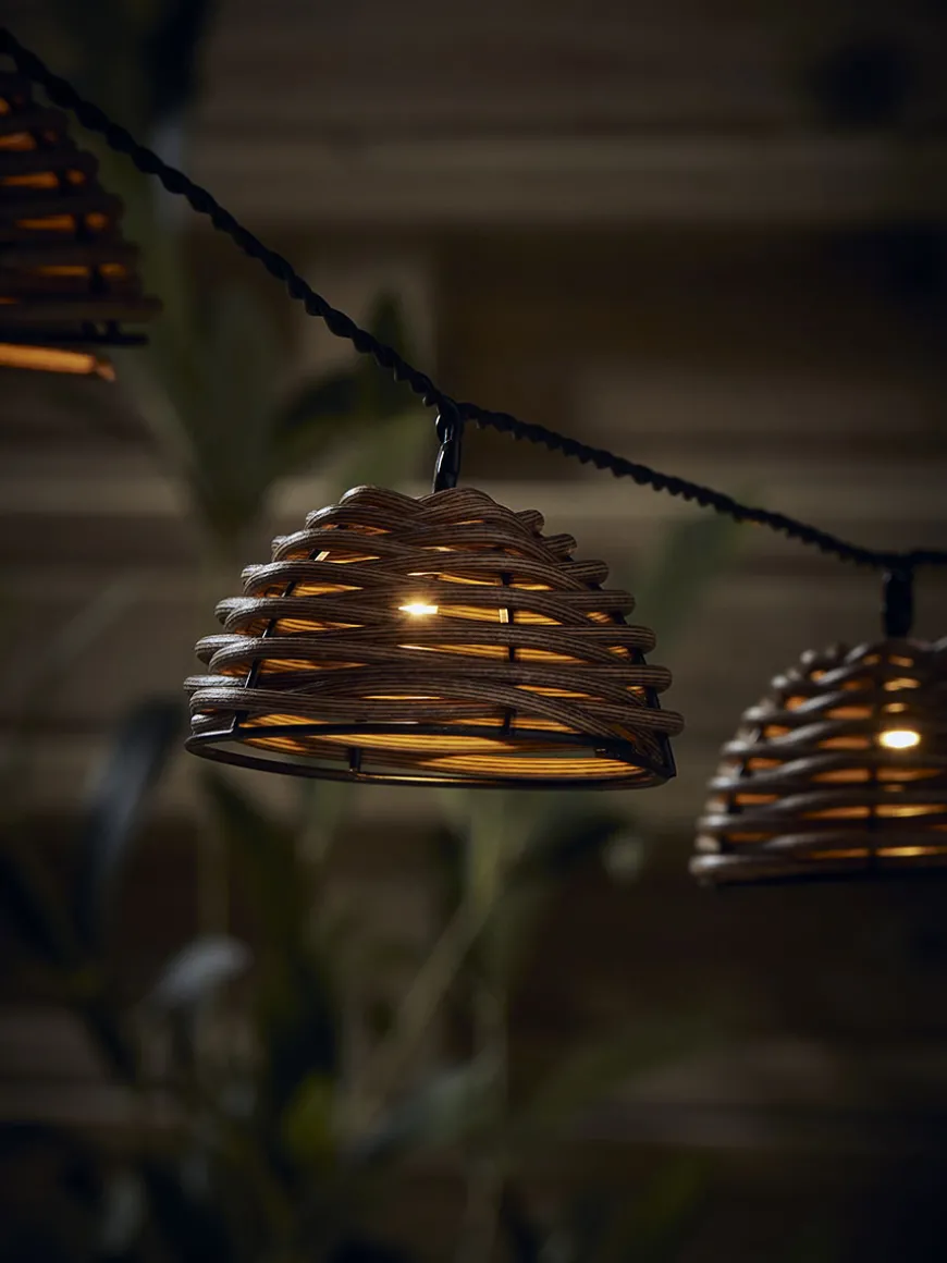 Three Solar Half Round Rattan String Lights
