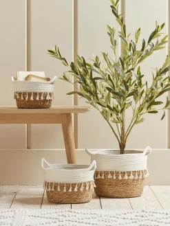 Three Tasselled Storage Baskets