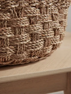 Three Woven Seagrass Storage Baskets