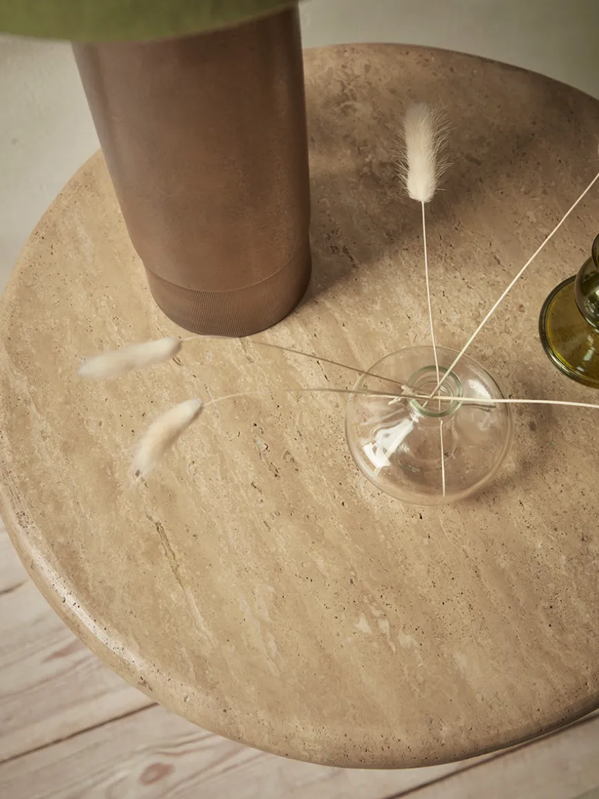 Travertine Side Table