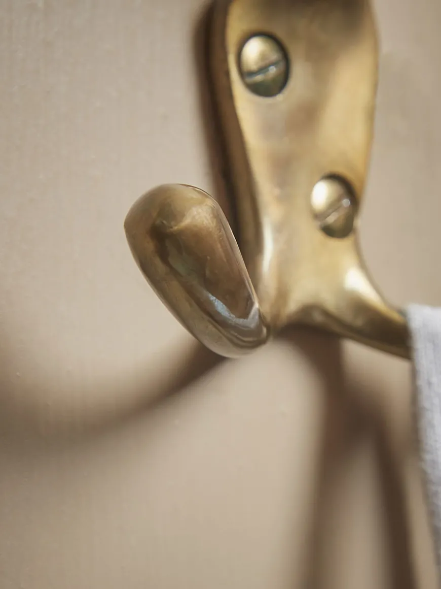 Triple Coat Hook - Antique Brass