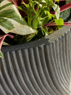Two Anthracite Spiral Planters - Large