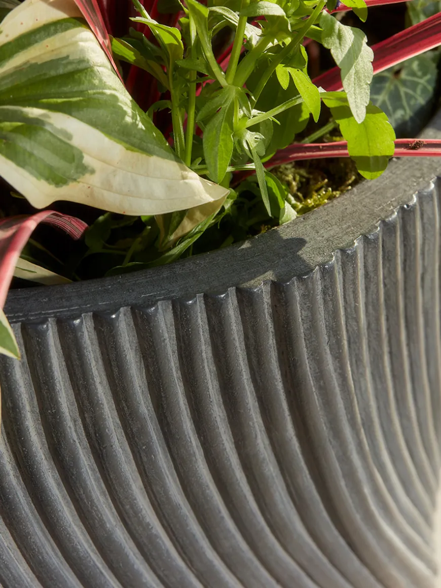 Two Anthracite Spiral Planters - Large
