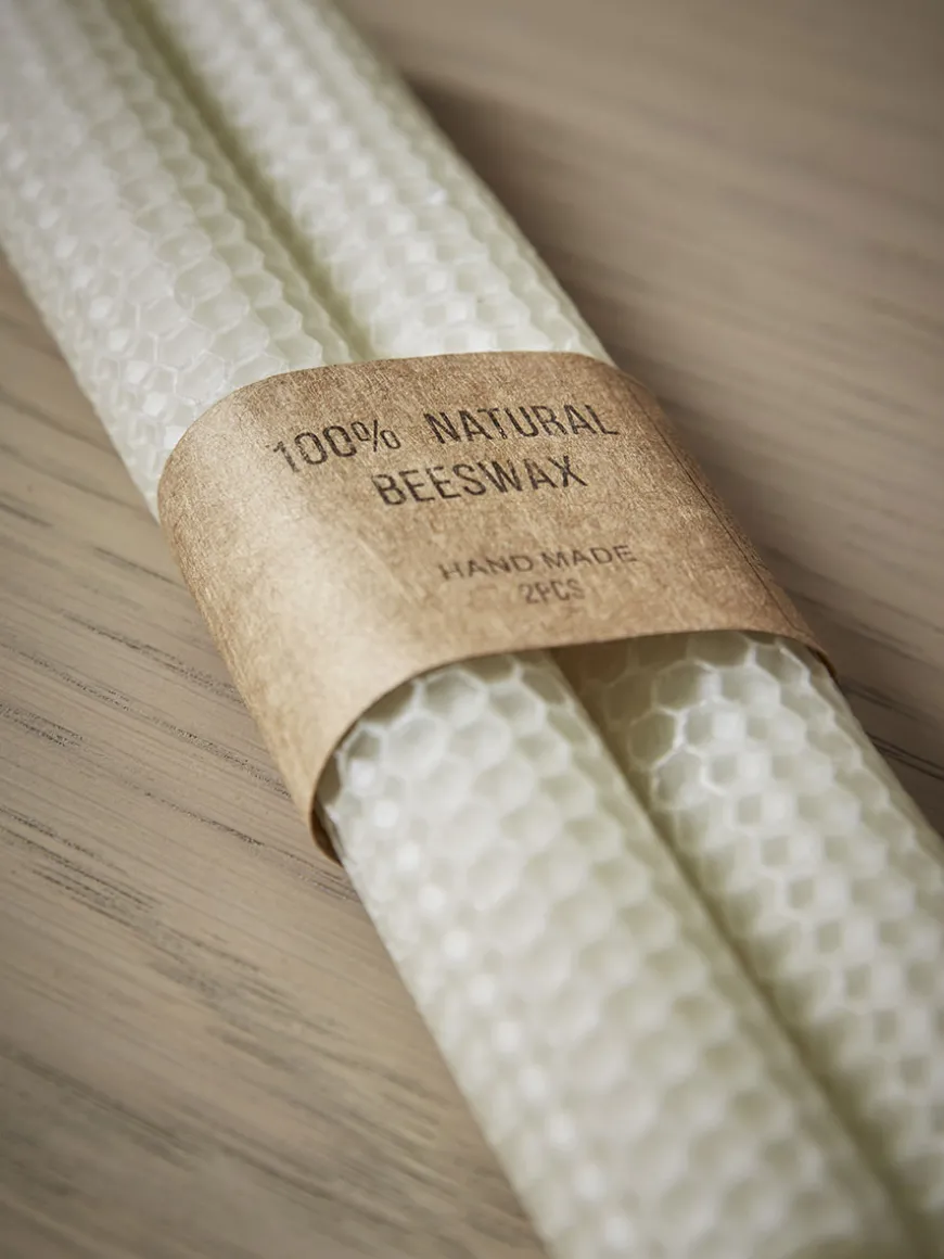 Two Beeswax Dinner Candles
