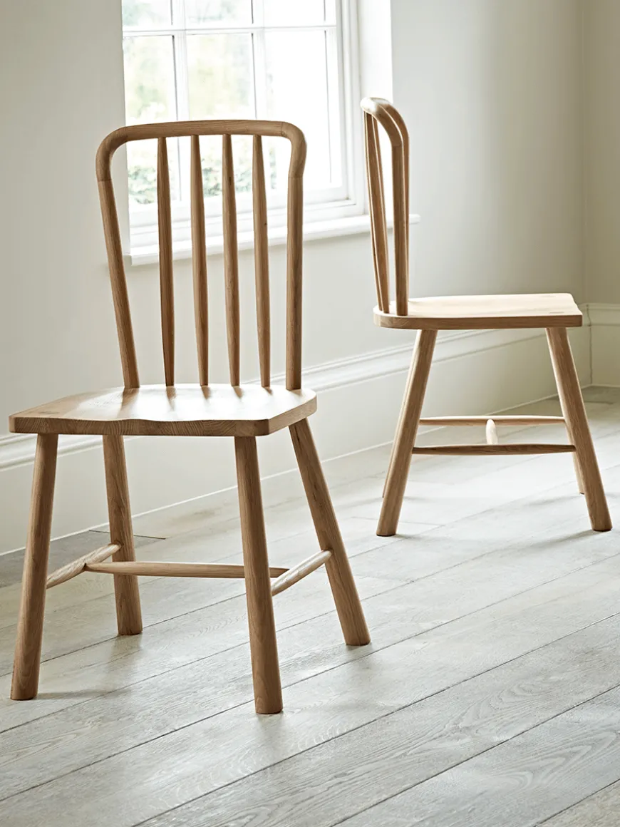 Two Bergen Oak Dining Chairs - Natural