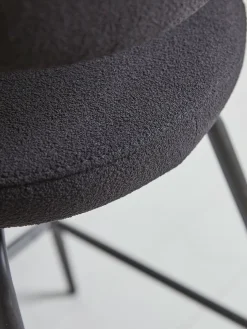 Two Bouclé Counter Stools - Black