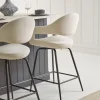 Two Bouclé Counter Stools - White