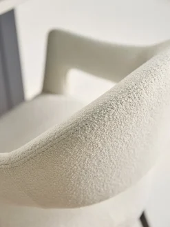 Two Bouclé Counter Stools - White