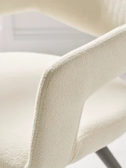 Two Bouclé Dining Chairs - White