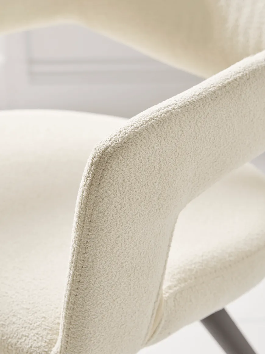 Two Bouclé Dining Chairs - White