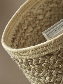 Two Braided Seagrass Hanging Storage Baskets