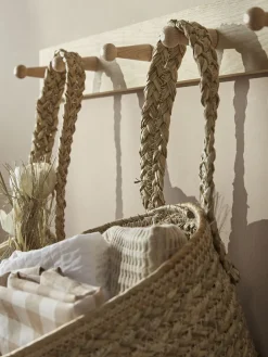 Two Braided Seagrass Hanging Storage Baskets