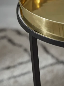 Two Brass Topped Nesting Tables