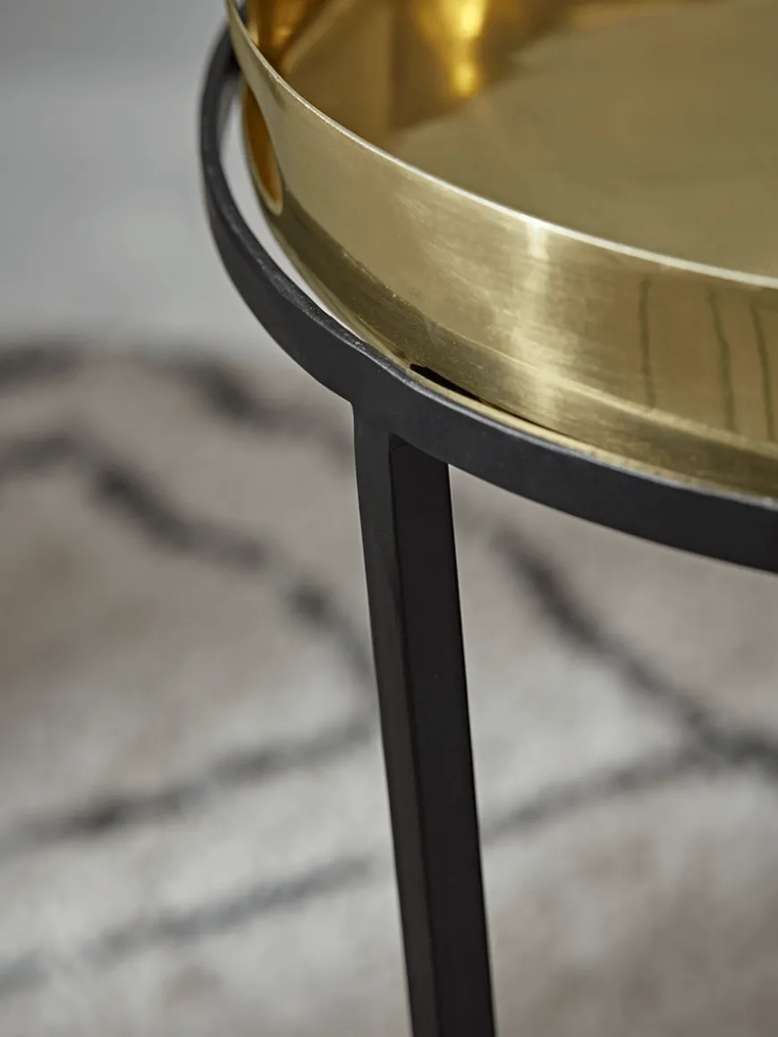 Two Brass Topped Nesting Tables